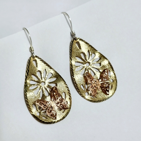 Butterfly 🦋 3D Drop Silver Earrings 1.75 " - Picture 5 of 10